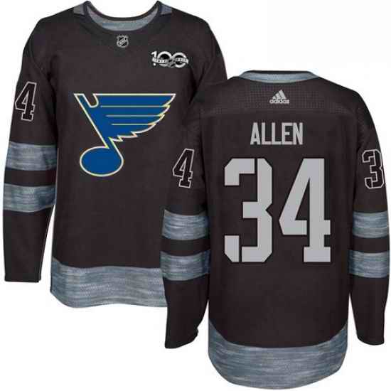 Mens Adidas St Louis Blues 34 Jake Allen Authentic Black 1917 2017 100th Anniversary NHL Jersey